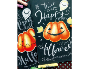チョークアートでハロウィンを描こう!!